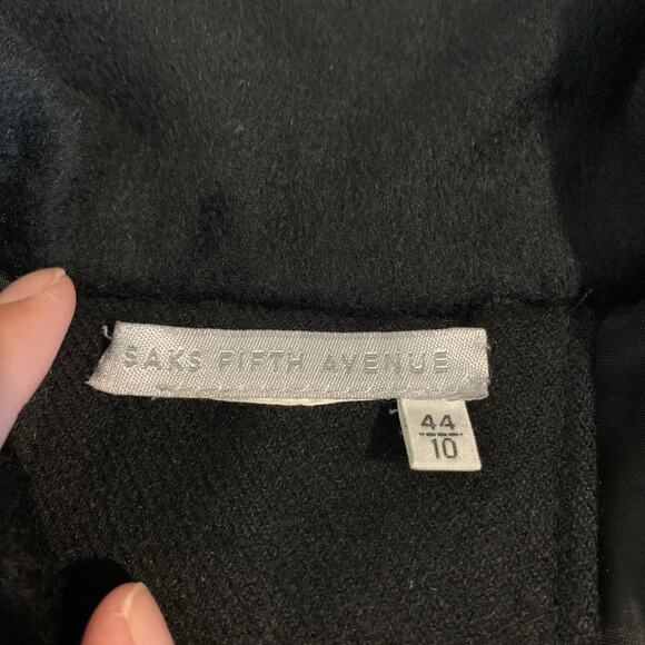 Saks Fifth Avenue Peacoat Womens 10 Black Fleece Shoulder Pads Outerwear Blazer - Picture 9 of 12